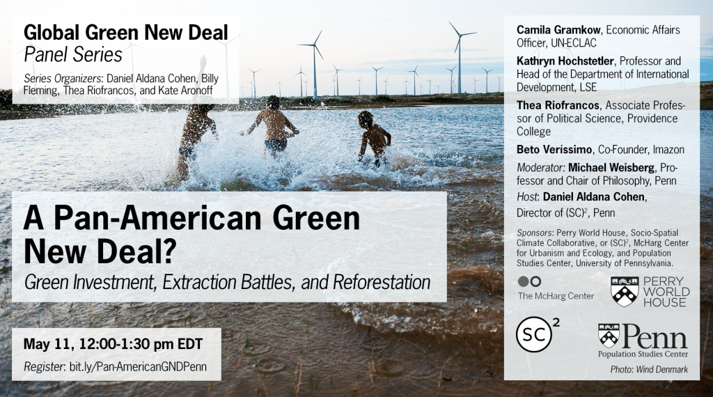 Poster advertising A Pan-American Green New Deal?  2021 May 11 event