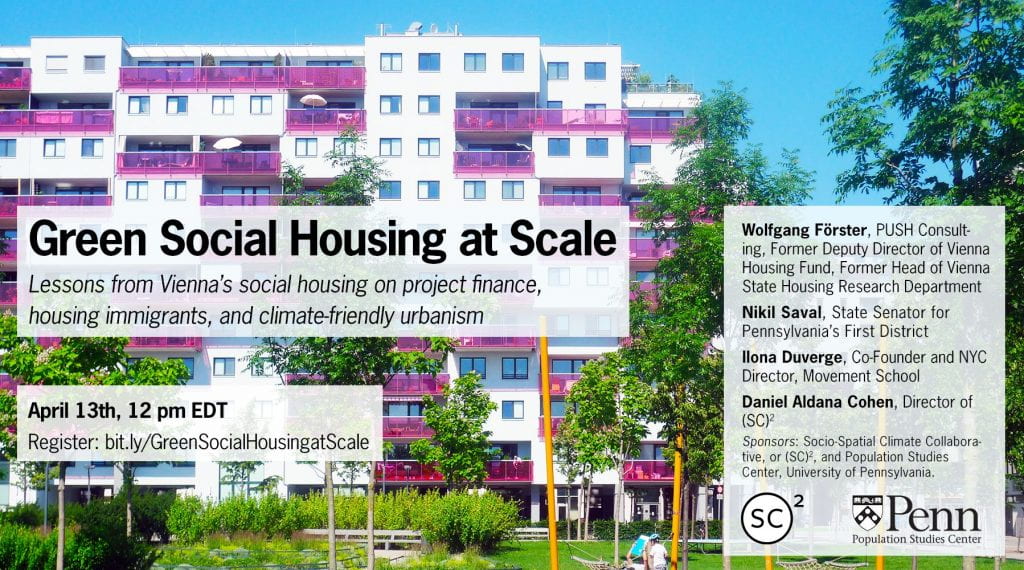 poster of event Green Social Housing at Scale 2021 April 13