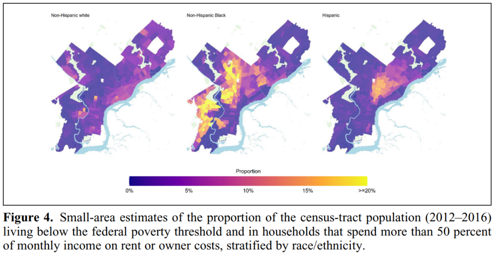 Microsimulation of census tract population living below federal poverty and spending more than 50% of income on housing