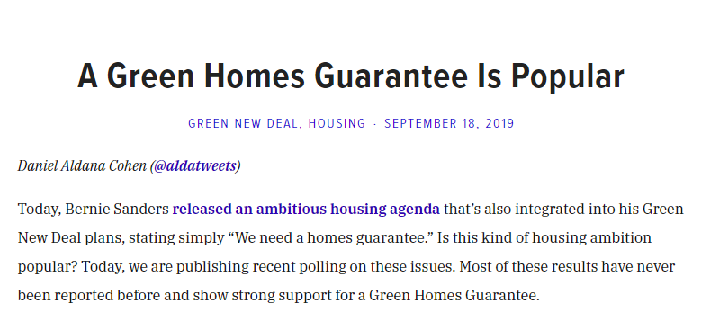 Image of webpage with A Green Homes Guarantee is Popular blog post.