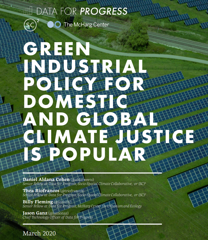 Title Page of Green Industrial Policy for Domestic and Global Climate Justice is Popular polling memo.