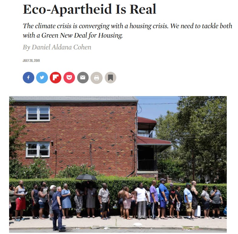 Header of article "Eco-Apartheid is Real"